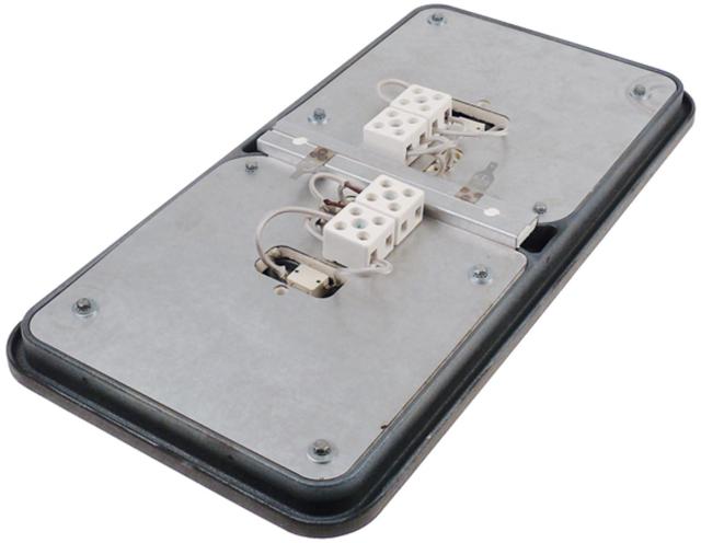 hot plate dimensions 560x285mm 5200W 230Vconnection 2x 3 screw clamps rectangular