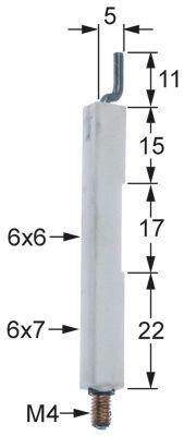 Tændelektrode L1 11mm L2 5mm Tilslutning M4 D1 ø 6x7mm D2 ø 6x6mm EL1 15mm EL2 16mm EL3 23mm