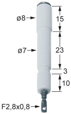 Tændelektrode Tilslutning F 2,8x0,8mm D1 ø 8mm D2 ø 7mm EL1 15mm EL2 35mm