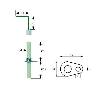 Tændelektrode L1 13mm L2 11mm med flange Tilslutning F 2,8x0,8mm Kabellængde 1420mm