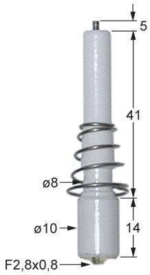 Tændelektrode L1 5mm til klemning Tilslutning F 2,8x0,8mm D1 ø 8mm D2 ø 10mm