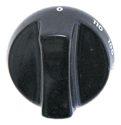 Knap Termostat T.maks. 110°C 30-110°C ø 64mm Akse ø 6x4,6mm Udglatning nede sort