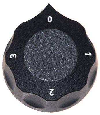 Knap Kontakt 4-takt ø 60mm Akse ø 6x4,6mm Udglatning oppe sort