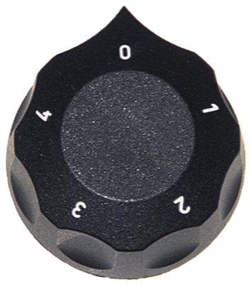 Knap Kontakt 5-takt ø 60mm Akse ø 6x4,6mm Udglatning oppe sort