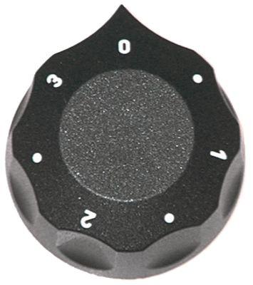 Knap Kontakt 7-takt ø 60mm Akse ø 6x4,6mm Udglatning oppe sort