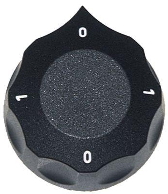 Knap Kontakt 0-1-0-1 ø 60mm Akse ø 6x4,6mm Udglatning oppe sort