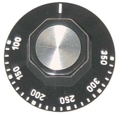 Knap Termostat T.maks. 350°C 100-350°C ø 50mm Akse ø 6x4,6mm Udglatning oppe sort
