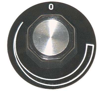 Knap Trinløs ø 50mm Akse ø 6x4,6mm Udglatning oppe sort
