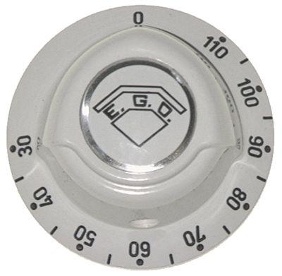 knob thermostat t.max. 110°C 30-110°C ø 52mmshaft ø 6x4.6mm shaft flat lower white