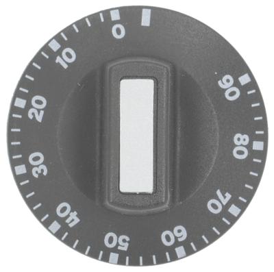 Knap Tid 90min ø 50mm Akse ø 6x4,6mm Udglatning nede sort