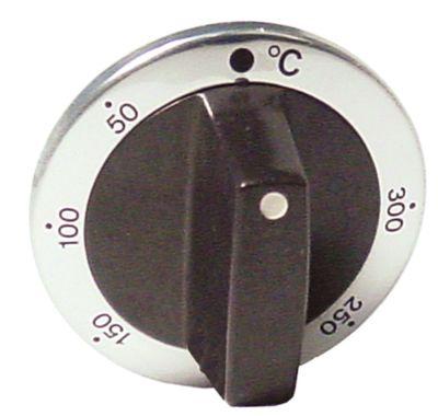Knap Termostat T.maks. 300°C ø 63mm Akse ø 6x4,6mm Udglatning oppe sølv Arbejdsområde 50-300