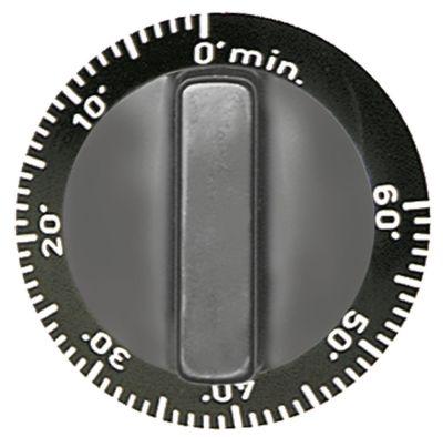 Knap Tid 60min ø 55mm Akse ø 6x4,6mm Udglatning nede sort