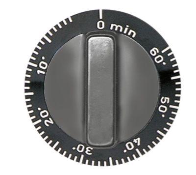 Knap Tid 60min ø 55mm Akse ø 6x4,6mm Udglatning nede sort