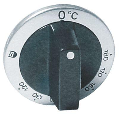 Knap Termostat T.maks. 180°C ø 63mm Akse ø 6x4,6mm Udglatning oppe Arbejdsområde 120-180°C