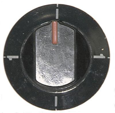 Knap Kontakt 0-1-0-1 ø 64mm Akse ø 6x4,6mm Udglatning nede passer til MALAG sort
