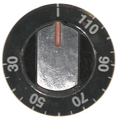 Knap Termostat T.maks. 110°C ø 64mm Akse ø 6x4,6mm Udglatning nede passer til MALAG sort