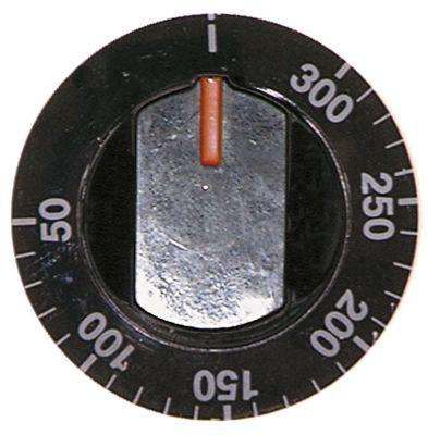 Knap Termostat T.maks. 300°C ø 64mm Akse ø 6x4,6mm Udglatning nede passer til MALAG sort
