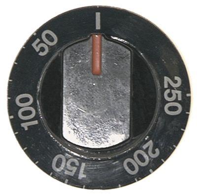 Knap Termostat T.maks. 250°C ø 64mm Akse ø 6x4,6mm Udglatning nede passer til MALAG sort