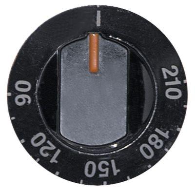 knob thermostat t.max. 210°C ø 64mmshaft ø 6x4.6mm shaft flat lower black