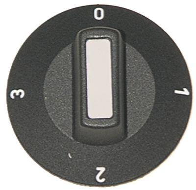 Knap Kontakt 4-takt T.maks.  -°C  -°C ø 50mm Akse ø 6x4,6mm Udglatning oppe sort