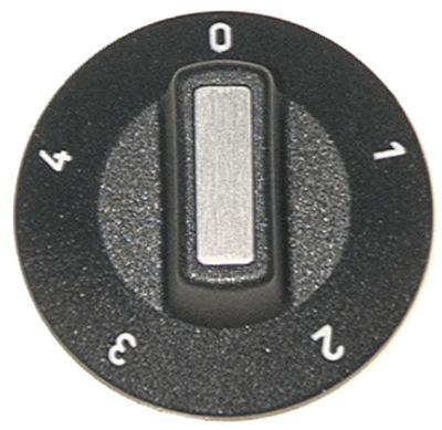 Knap Kontakt 5-takt ø 50mm Akse ø 6x4,6mm Udglatning oppe sort