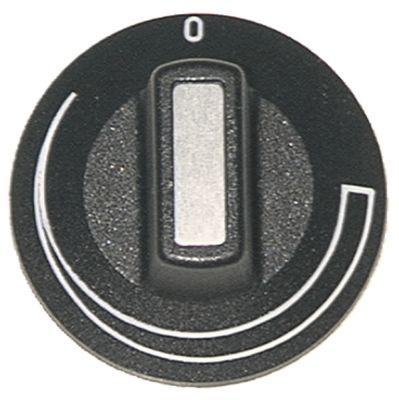 Knap Trinløs ø 50mm Akse ø 6x4,6mm Udglatning oppe sort