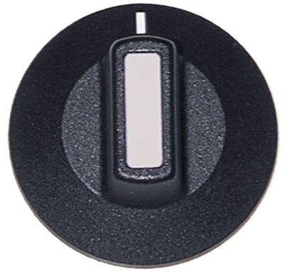 Knap med O markering Ø 50 mm. aksel Ø: 6x4 mm.