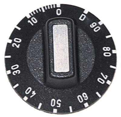 Knap Tid 90min + permanent stilling ø 50mm Akse ø 6x4,6mm Udglatning oppe sort