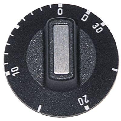 Knap Tid 30min + permanent stilling ø 50mm Akse ø 6x4,6mm Udglatning oppe sort