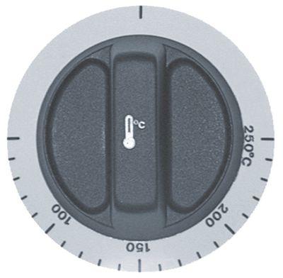 Knap Termostat T.maks. 250°C ø 72mm Akse ø 6x4,6mm Udglatning nede hvid/sort Arbejdsområde 50