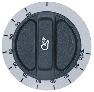 Knap Termostat T.maks. 100°C 50-100°C ø 72mm Akse ø 6x4,6mm Udglatning nede