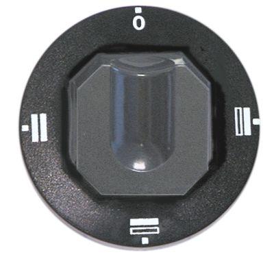 Knap Bageovn OH/UH/OH+UH ø 70mm Akse ø 6x4,6mm Udglatning oppe sort Arbejdsområde  -°C