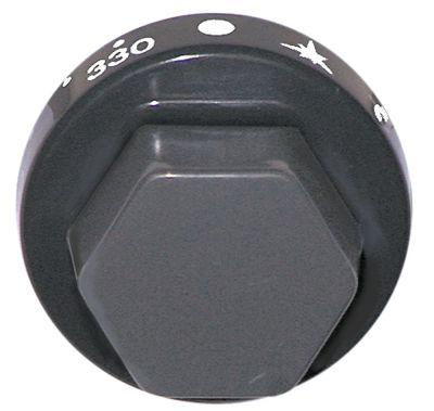 Knap Gastermostat T.maks. 330°C ø 55mm Akse ø 8x6,5mm Udglatning oppe sort