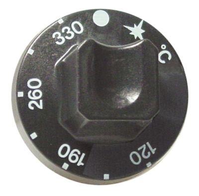 Knap Gastermostat T.maks. 330°C ø 55mm Akse ø 8x6,5mm Udglatning oppe sort