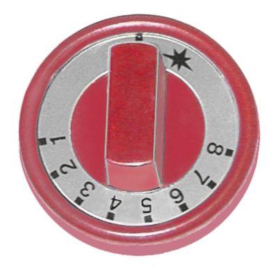 Knap Gastermostat 1-8 ø 76mm Akse ø 10x8mm Udglatning højre rød