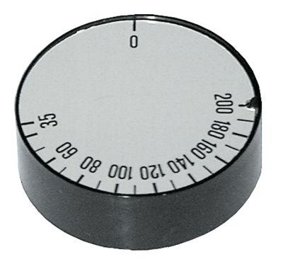 Knap T.maks. 200°C ø 45mm Akse ø 6x4,6mm Udglatning oppe passer til CEWAL hvid/sort