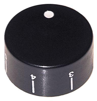Knap Kontakt 7-takt  -°C ø 40mm Akse ø 6x4,6mm Udglatning højre sort