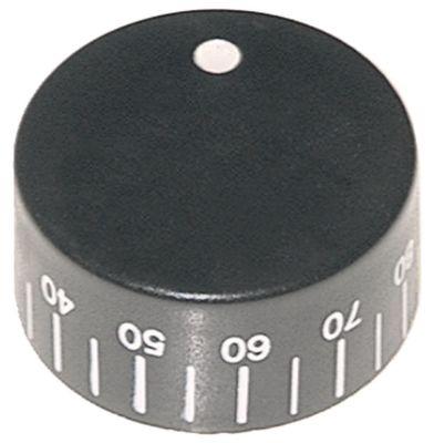 Knap Termostat T.maks. 90°C 30-90°C ø 40mm Akse ø 6x4,6mm Udglatning højre sort