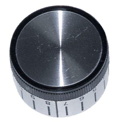 Knap Gastermostat 1-10 ø 44mm Akse ø 8x6,5mm Udglatning nede sølv