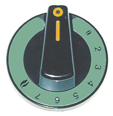 Knap Gastermostat 1-8 ø 60mm Akse ø 8x6,5mm Udglatning oppe sort