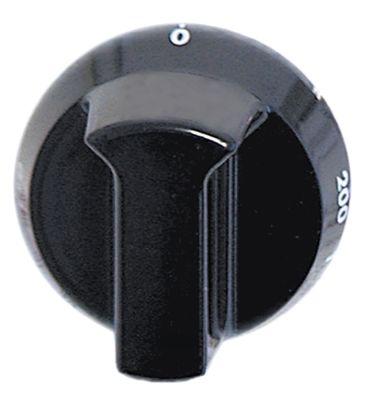 Knap Termostat T.maks. 200°C 110-200°C ø 52mm Akse ø 6x4,6mm Udglatning nede sort