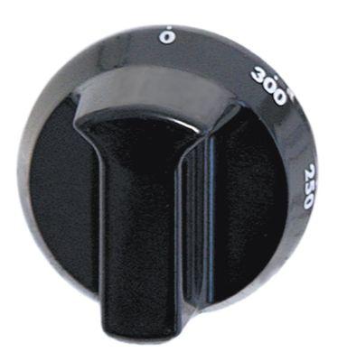 Knap Termostat T.maks. 300°C 50-300°C ø 52mm Akse ø 6x4,6mm Udglatning nede sort