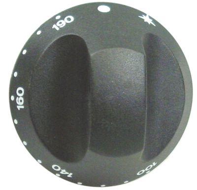 Knap Termostat T.maks. 190°C ø 67mm Akse ø 10x8mm Udglatning oppe sort Arbejdsområde 100-190°