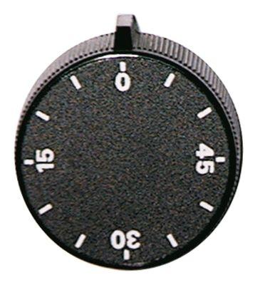 Knap Tid 60min ø 45mm Akse ø 6x4,6mm Udglatning venstre sort