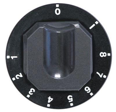 Knap Energiregulering 1-8 MAKS. ø 70mm Akse ø 6x4,6mm Udglatning oppe sort