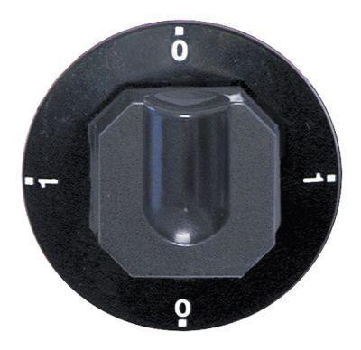 Knap Kontakt 0-1-0-1 ø 70mm Akse ø 6x4,6mm Udglatning oppe sort