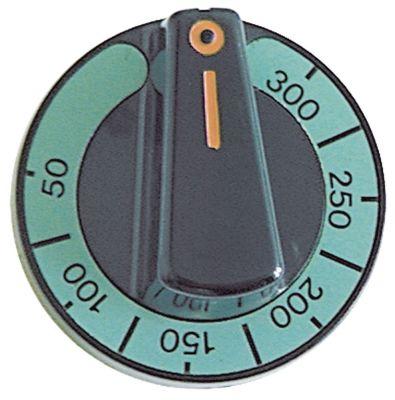 Knap Termostat T.maks. 300°C ø 60mm Akse ø 6x4,6mm Udglatning oppe Arbejdsområde 50-300°C