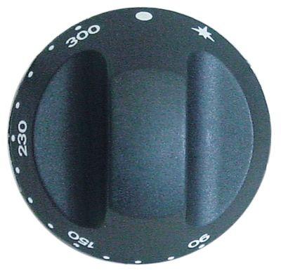 Knap Gastermostat T.maks. 300°C 90-300°C ø 67mm Akse ø 10x8mm Udglatning oppe sort