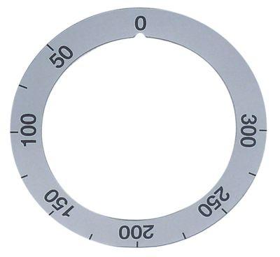 Knapsymbol Termostat T.maks. 300°C 50-300°C ID ø 50mm sølv UD ø 66mm Drejevinkel 270°