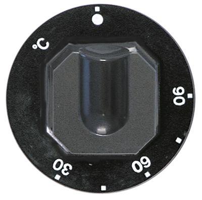 Knap Termostat T.maks. 90°C Arbejdsområde 30-90°C ø 70mm Akse ø 6x4,6mm Udglatning oppe